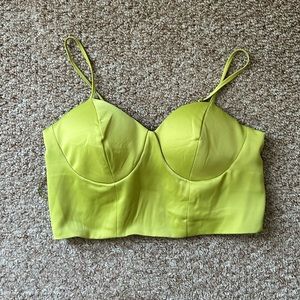 Lime Green Satin Crop Top